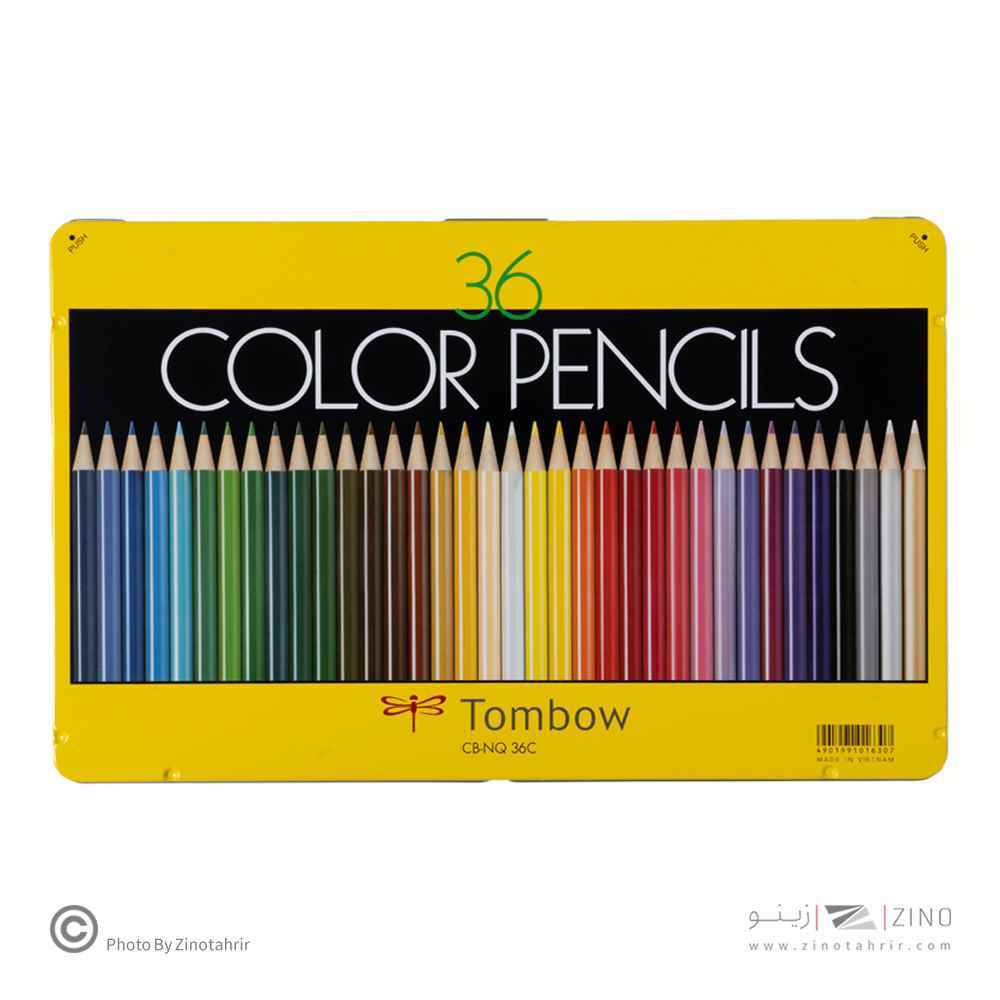 مداد رنگی 36 رنگ جعبه فلزی تومبو زرد مدل CB‑NQ36C (Tombow) | آرتیست با کاور پارچه ای