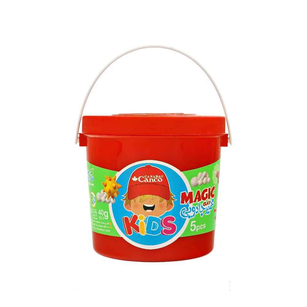خمیربازی 5 رنگ جادویی (40گرم سطلی دسته دار) آنتی باکتریال کنکو