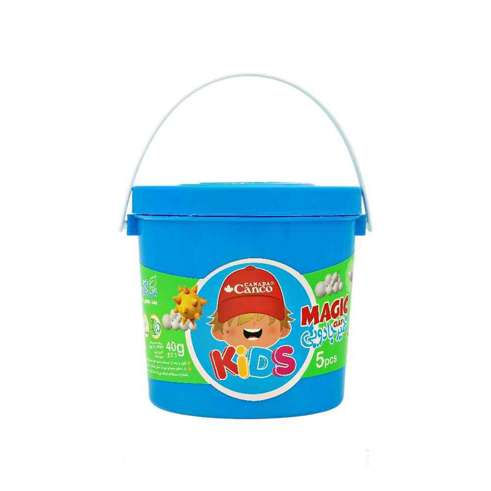 خمیربازی 5 رنگ جادویی (40گرم سطلی دسته دار) آنتی باکتریال کنکو
