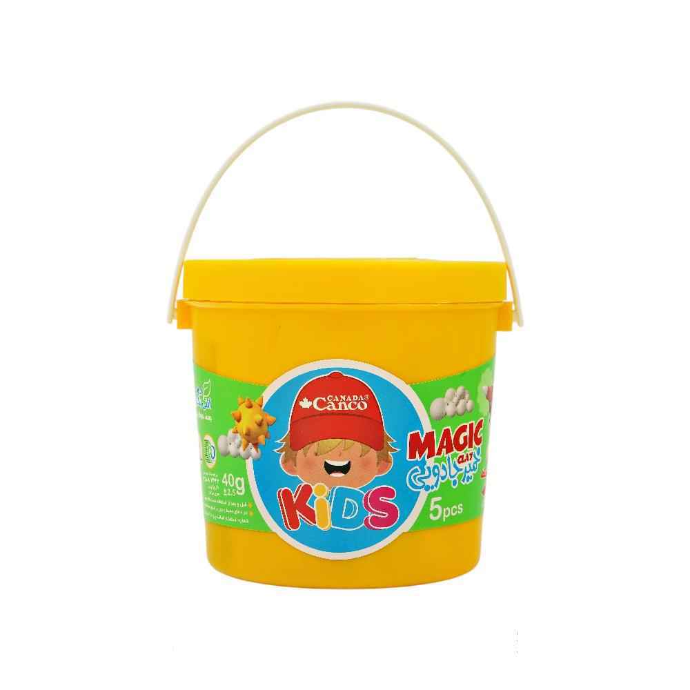خمیربازی 5 رنگ جادویی (40گرم سطلی دسته دار) آنتی باکتریال کنکو