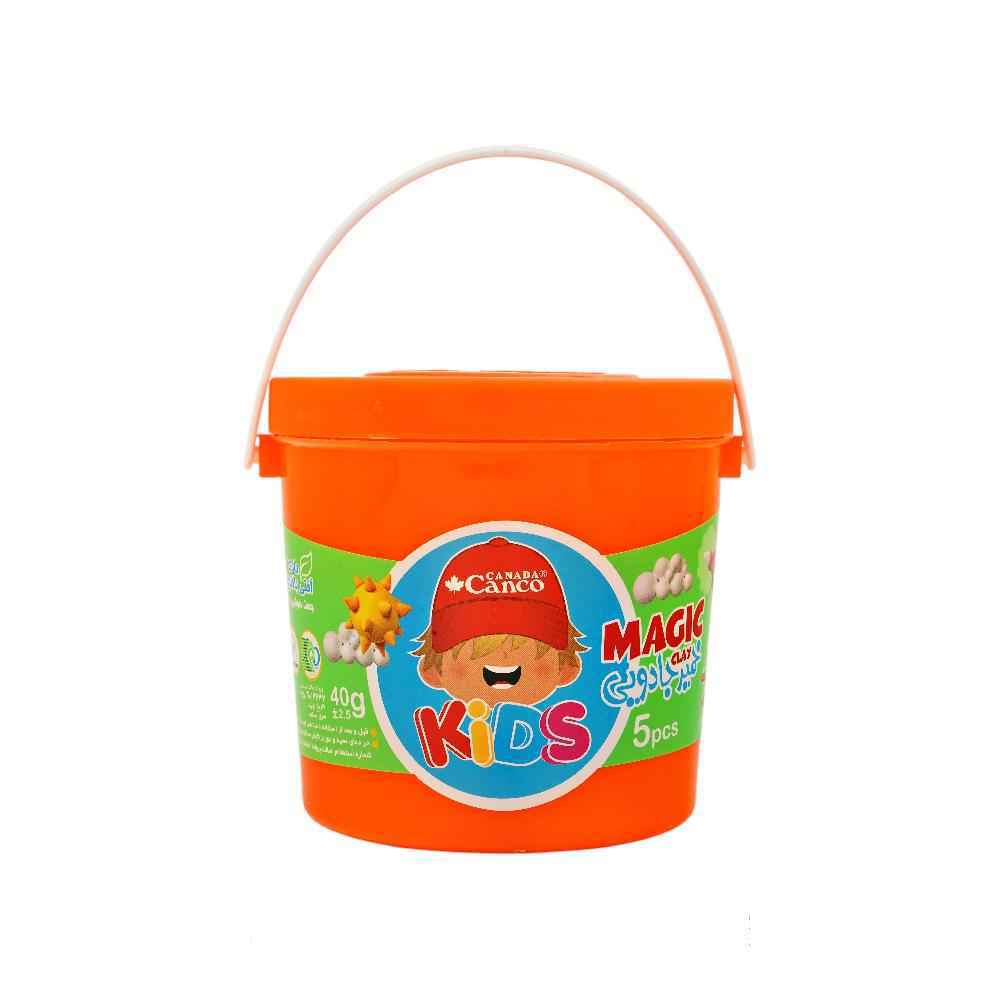 خمیربازی 5 رنگ جادویی (40گرم سطلی دسته دار) آنتی باکتریال کنکو
