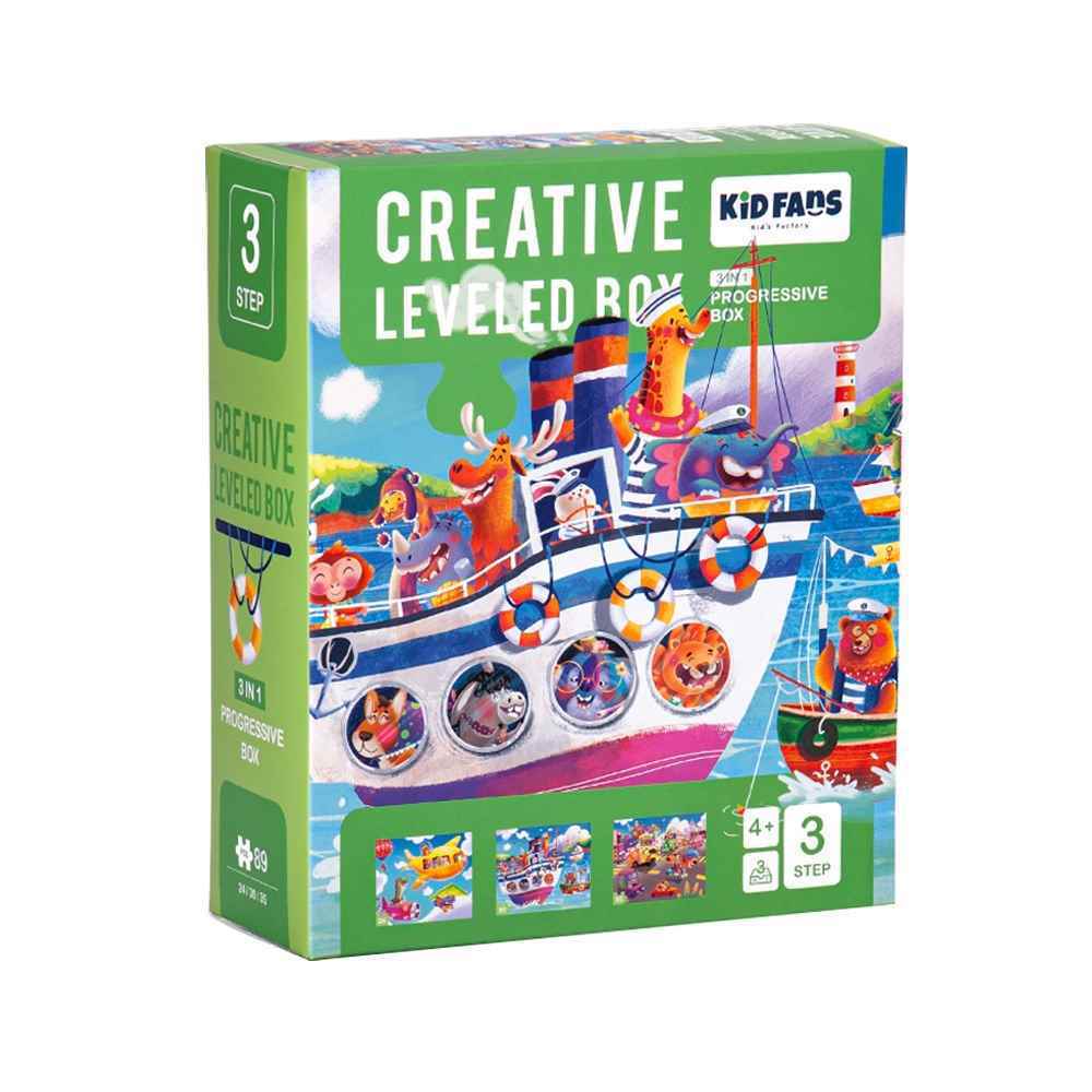 پازل کیدفنز حمل و نقل | 89 تکه Creative Level Box Kids Transportation | کد 2402