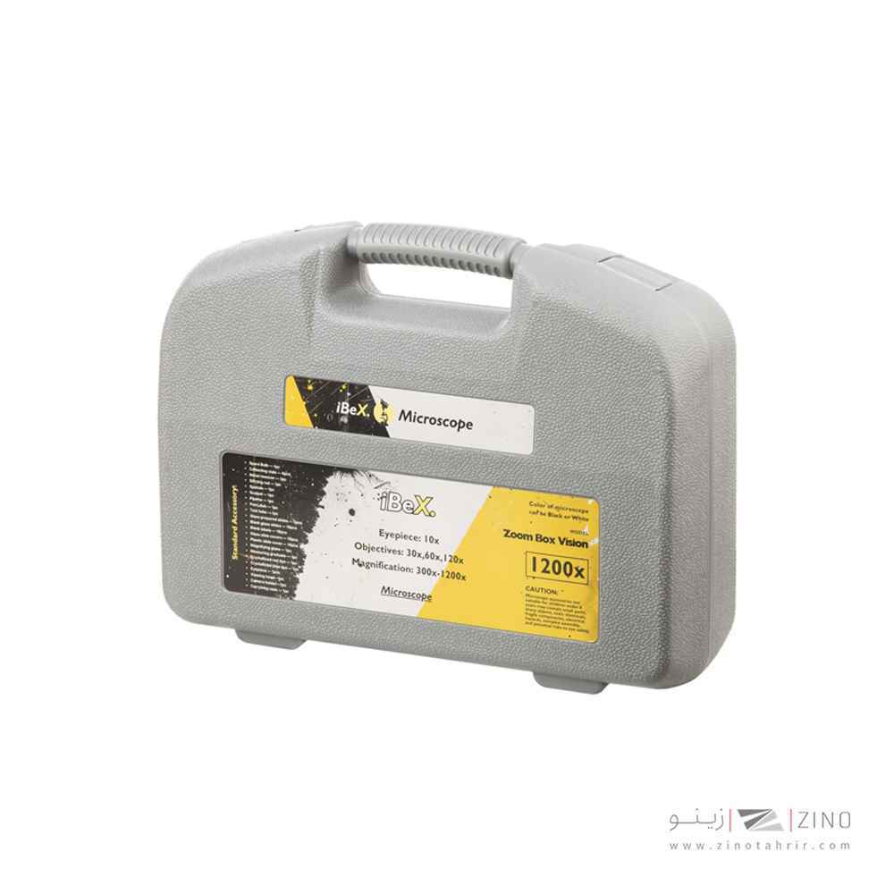 میکروسکوپ دانش آموزی IBEX مدل Zoom Box Vision 1200X | بدنه فلزی با آداپتور دیجیتال و کیف هاردباکس