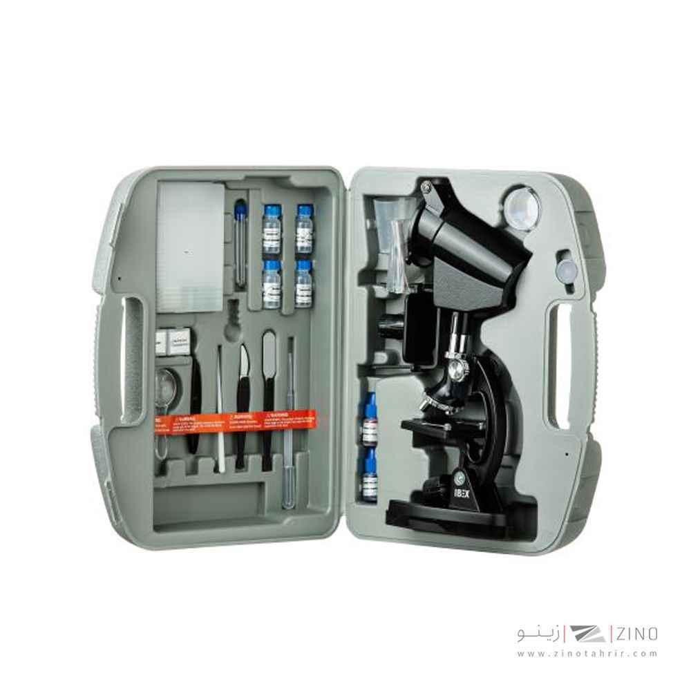 میکروسکوپ دانش آموزی IBEX مدل Zoom Box Vision 1200X | بدنه فلزی با آداپتور دیجیتال و کیف هاردباکس